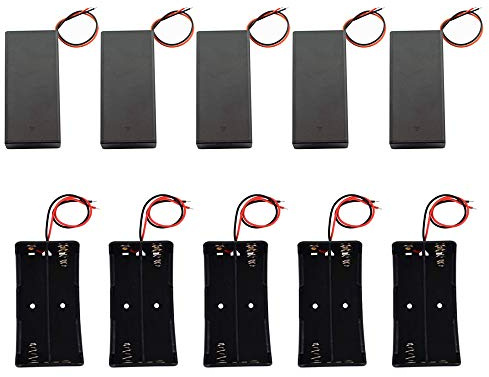 GTIWUNG 5Pcs 2 × 3.7V 18650 Custodia per Batterie con Interruttore + 5Pcs Porta Batterie 18650 in Plastica con 2 slot
