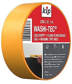 Kip Präzises Maler-Kreppband, 36 mm x 50 m, zum Malen und Dekorieren, rasiermesserscharfe Linien, Washi, Gold