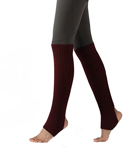 JK Home Ghette a maglia donna ragazza scaldamani per balletto danza fitness yoga leggings calzino apertura verticale, bordeaux, Taglia unica
