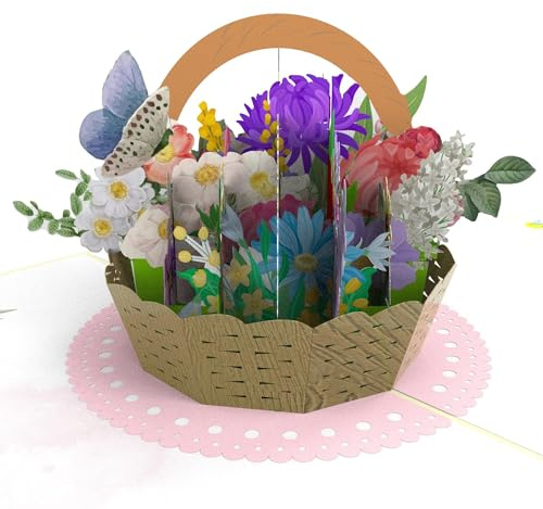 CardPop blomkorg pop up-kort. 3D-kort för mamma, pappa, familj och vänner