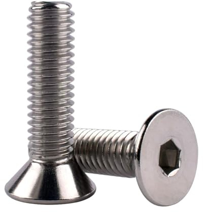 KOSJETHAS M4 x 10mm Flat Head Socket Cap Countersunk Screws DIN7991 Bolts, 304 Stainless Steel 18-8, Allen Hex Drive,Fully Thread, Quantity 50