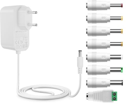 Tonton Universal AC-DC Adapter 12V 3A 2A 1A 0,5A Netzteil Ladegerät AC240V zu DC12V 0,5 bis 3A für Überwachungskamera LED Streifen WLAN Router Hub FritzBox mit 8 Adapterstecker (DC12V~3A) Weiß