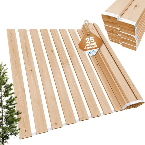 Sommier déroulable 140 x 190 cm – 20 Lattes – Sommier à Lattes Extra Solide en Bois Massif – Charge maximale : 250 kg – Sommier à Lattes enroulables pour lit Simple ou Double