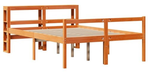 vidaXL Estructura Cama con cabecero Madera Pino marrón Cera 160x200 cm, Cama para Personas Mayores, Estructura de Cama de Madera Maciza, Muebles de Dormitorio