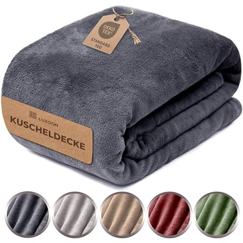 Luxoon Fleecedecke Flauschig Warm Winter – Kuscheldecke für Gemütliche Winterabende, Ultra Weich und Wärmend, Ideal für Sofa und Bett, 100% Polyester, Farbe 1er Pack 220x240cm, Anthrazit
