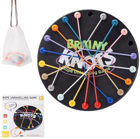 Twisted Rope Puzzle Game - Brainy Knots 10 Cord, Interactive Strategic Knot Untying Toy, Brain Strategy Rope Challenge, Board Puzzle Games Kids/Family Gathering/Birthday Gifts