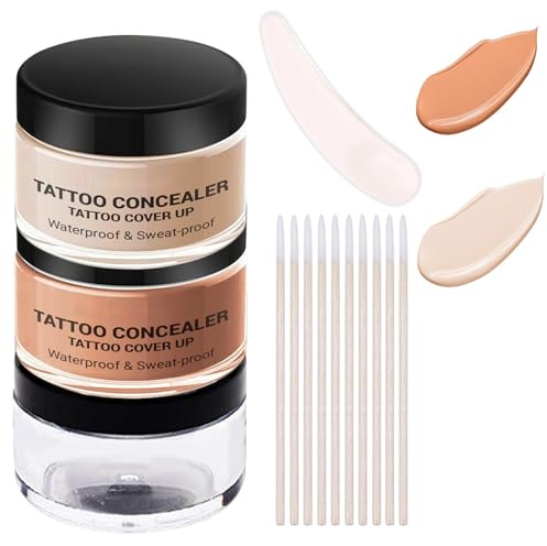 Tattoo Cover Up, Waterproof Tattoo Cover Up Makeup, 2 Blendable Shades For Tattoos, Full Coverage Body Makeup for Scars and Bruises, Suitable for Men and Women