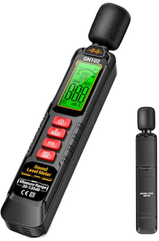 Sonomètre Décibelmètre,Lecteur de Décibels à Maintien des Données - Affichage LCD Rétroéclairé Mesure A Précis 30-130dB Design Compact Maintien Données Pour Environnement Industriel