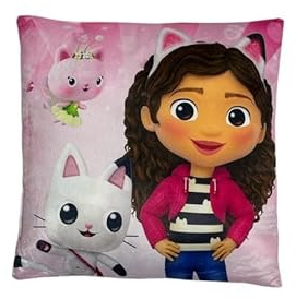 ms móvil shop Gabby's Dollhouse Children's Cushion 38 x 38 cm – Soft Decorative Pillow 100% Polyester Velvet – Official Licensed Product – Children's Room Accessory and Gift for Children