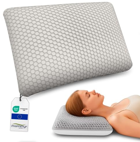 MOMMY CONFORT Almohada Viscoelástica Cervical 60x40 cm – Núcleo 100% Visco – Funda Panal TPE 4D Efecto Masaje – Tejido Ultra Suave – Alivio Dolor Cuello y Cervicales – Funda con Cremallera Lavable