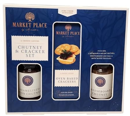 Luxury Cheese Lover’s Gift Set – Assorted Crackers, Biscuits & Chutneys for Entertaining, Gourmet Snack Hamper Ideal for Parties & Special Occasions (Pack of 1 (chutney and cracker set))