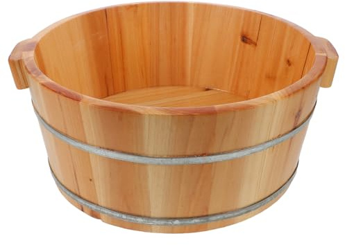 BELLIFFY Bac à Pieds En Bois Massif 36 Cm De Diamètre x 16 Cm De Haut Bassine Pour Trempage Des Pieds Spa Détente Maison Intérieur Lisse Anti-rayures