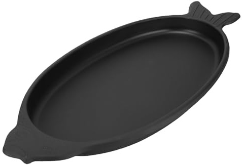 Xiuganpo Parrilla de Hierro Fundido con Forma de Pescado, Sartén Grande, Bandeja para Servir Barbacoa Compatible con Estufas de Gas y Cocinas de Inducción, para Pescado de 0,75 a 1,5 Kg
