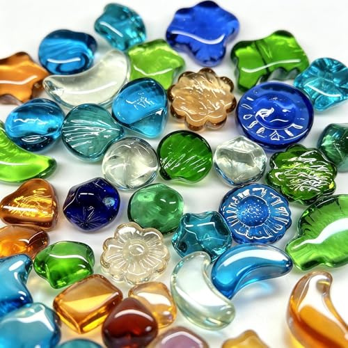 Dbuwqips 450 g approx. 20 pieces Muggle stones coloured glass stones (B: colourful glass stones)