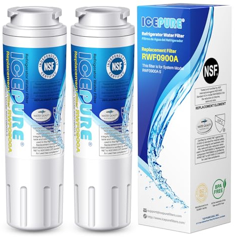 ICEPURE UKF8001 Replacement for Whirlpool Filter 4, Everydrop EDR4RXD1, FMM-2 Maytag UKF8001AXX-200 9084 4396395 MPF15090 WF-UKF8001,WF295,SGF-M9,Puriclean II,RWF0900A Refrigerator Water Filter,2PACK