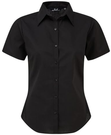 Premier Short Sleeve Poplin Blouse/Plain Work Shirt (12) (Black)