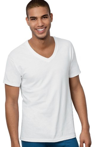 Hanes Men's 5-Pack ComfortSoft V-Neck Tee, White, Medium