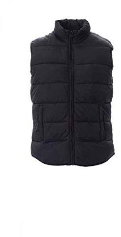 PAYPER Memory Gilet Giacca da Uomo 100% Poliestere Imbottito Effetto Piuma Tasche Esterne Zip Coperte (Nero/Steel Grey, 3XL)