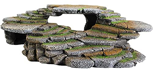 Penn-Plax Reptology Schieferschale und Höhlenversteck – dekoratives Harz für Aquarien und Terrarien – ideal für Reptilien, Amphibien und Fische – groß, 1 Count (Pack of 1)