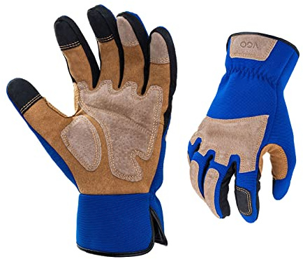 Vgo... 1-Pair Gardening Gloves Men, Safety Work Gloves, Puncture-proof, Thornproof, Touchscreen (Blue,L,SL7475)