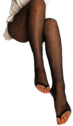 Collant a Rete da Donna Senza Dita Collant a Rete Senza Punta con Diamanti ingioiellati Collant a Rete da Ballo con Calze Autoreggenti Collant a Rete da Donna