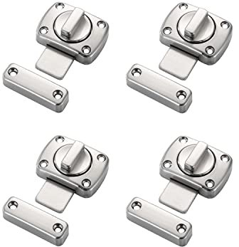LIKERAINY Cerraduras de Puerta 55x40mm del Baño Pestillo Perno Giratorio Cerrojo Pestillos Aleación de Zinc para Puertas Muebles Ventana y Armario Plata 4 Pieza