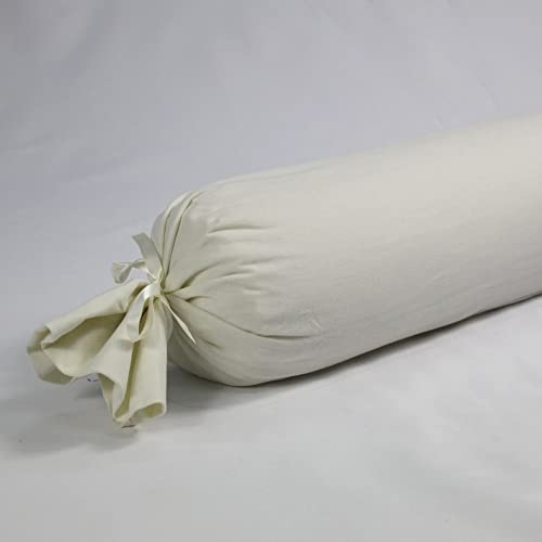 fränkische Schlaf-Manufaktur Nackenrolle, Knierolle, Yogarolle mit Bio Dinkelspelz und 100% Baumwolle Bezug Farbe Schnee