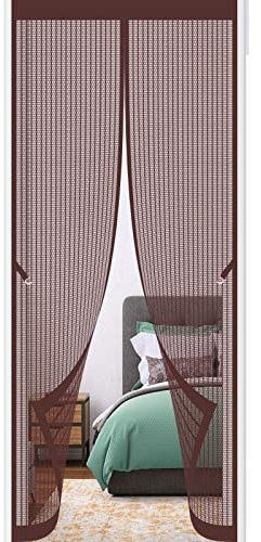 Tenda Zanzariera Magnetica 150 x 245 cm Tende Antizanzare Magnetiche Anti Zanzare Insetti Traspirante Zanzariere per terrazze Casa Ufficio Porta Cortile, Marrone