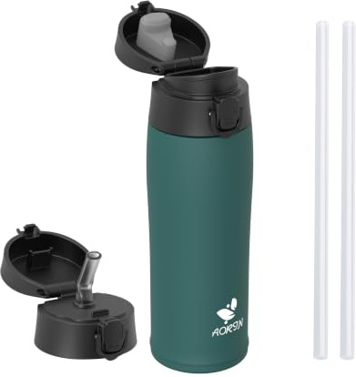 AORIN Borraccia Termica, Borraccia in Acciaio Inox 18/8, 500ml Borraccia Bambini, Bottiglia Termica Senza BPA e Perdite, Thermos per Sport, Outdoor e Pendolarismo con 2 Coperchi