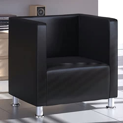 Gecheer Sillón en Forma de Cubo de Cuero sintético Negro,Butaca de Salón Sillon Relax para Dormitorio, Salon o habitacion,Type 1