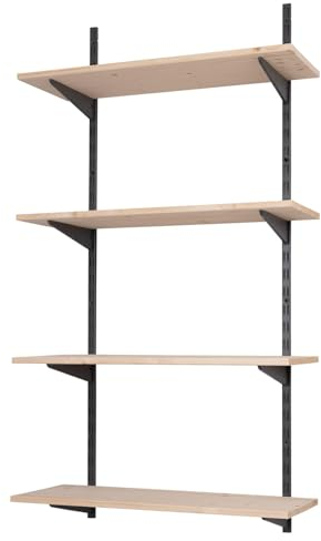 BOOMET · Wandregal Metall mit Boden · Regal in 46 Varianten · Höhe: 150 cm · 2 Ebenen in 80 x 25 cm (B x T) · Farbe: Anthrazit · Wandschienen Regalsystem · Regalträger Schienensystem