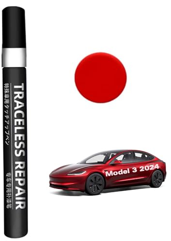 TOPABYTE Stylo de Retouche de Peinture pour Tesla Model 3 Highland 2024 Car Body Paint Réparation de Peinture Efface des Rayures Automobiles Réparation Touch Up Paint Pen (Ultra Red)-PR01