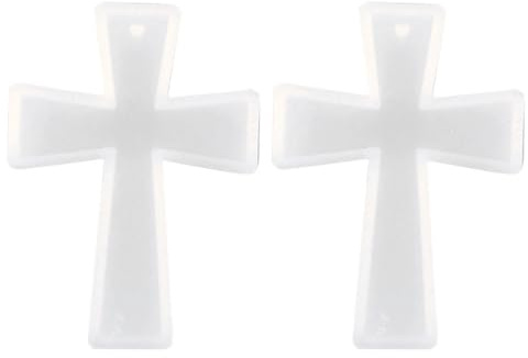 TEHAUX Molde de silicona con forma de cruz para llaveros - Molde flexible de fundición DIY DIY de cruz colgante de resina epoxi para manualidades y fabricación de joyas