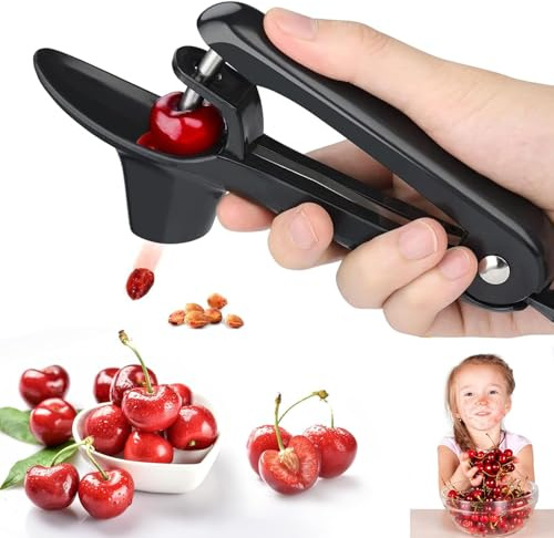 Norhogo Edelstahl Entsteiner Kirschen Kirschentkernen, Obst Pitter Remover Olive Corer Entfernen Pit Samen Gadget Stoner, Hand Fruit Entkernen, Kirschenentkerner, für Obst, Kirsche Obstbeere Schwarz