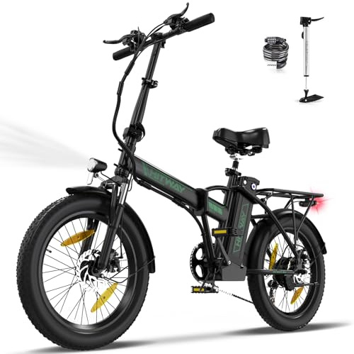 HITWAY Bicicletta Elettrica per Adulti, 20×3,0/4,0 Pieghevole E Bike con Batteria Rimovibile 36V 12Ah/48V 15Ah, Autonomia di 90KM/100KM, Motore 250W, 7 Velocità Bici Elettrica da Montagna Uomo Donna