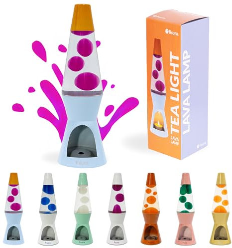 FISURA – Lampada lava con candela, blu e arancione, senza elettricità, decorazione ecologica con design unico, regalo originale Dimensioni: 29 cm x 8,5 cm (candela non inclusa).