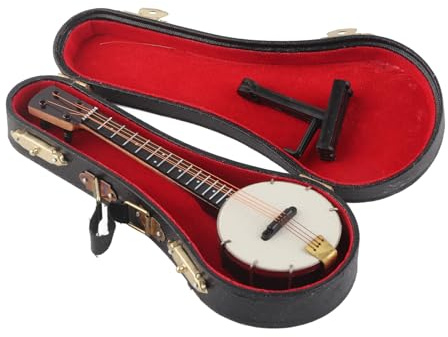 Tissting Modèle de banjo miniature, Accessoires de maison de poupée plus lisses surfaces avec une boîte de stockage de supports pour les x décoration