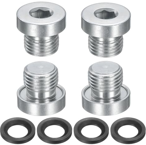 sourcing map 4Pcs M10x1 Inner Hex Head Pipe Fitting Plug, Universal Carbon Steel Thread Socket Plug with Black O-Ring for Terminate Pipe Ends or Replacement Drains
