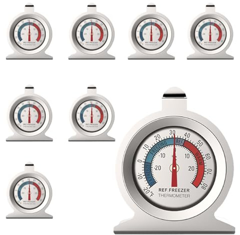 Hanured 8 Pezzi Termometro Congelatore, Termometro per Frigorifero, Termometro Frigorifero Antigelo con Gancio per Appendere, per Monitorare la Temperatura