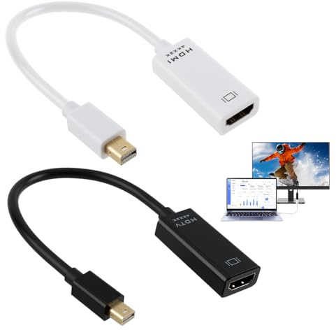 Mini DisplayPort to HDMI Adapter 4K@30Hz Thunderbolt to HDMI with Gold Plated Connectors Compatible with Mac mini MacBook Pro/Air Microsoft Surface Pro/Dock Monitor Projector TV(White+Black)