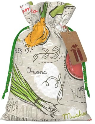 Bolsas de regalo de Navidad con estampado de frutas vegetales, saco festivo de Navidad, fiesta de cumpleaños, embalaje de regalo