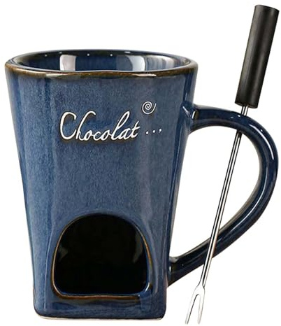 Generisk chokladfondue- | keramik 130 ml med gaffel | choklad keramik fondue-koppar, för hushåll restaurang camping firande