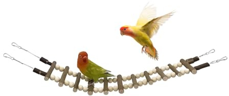 Vogelleiter Für Käfig – 60 X 10 cm Große -Kletterleiter Aus Holz, Zubehör Für Kleine Vogelkäfige | Natürliches Holzspielzeug Für Wellensittiche, Nymphensittiche, Finken, Kanarienvögel, Hängen