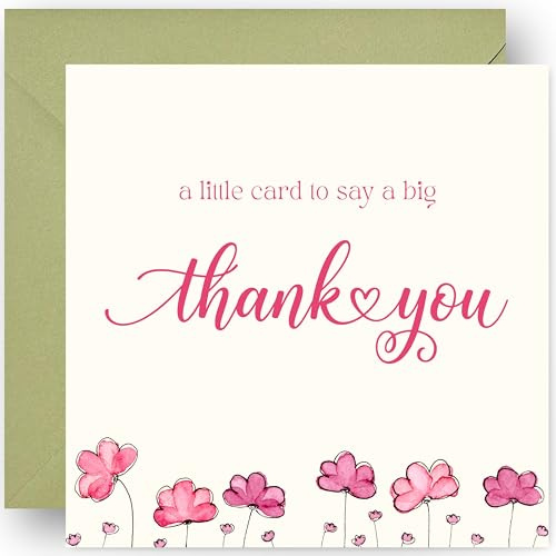 Thank You Card - with Envelope - Wedding Teacher Teaching Assistant Nurses Doctors Small Business Kids Friend Single Large - Thank You Gifts for Women – 14.5cm