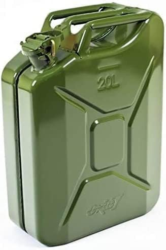 Oxid7® Bidon à carburant 20 litres en métal olive | Convient pour l'essence, le diesel & le bioéthanol | Bidon à essence 20L avec homologation UN & type de construction testé