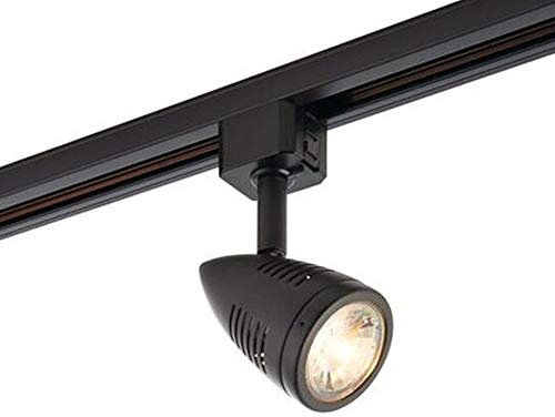 Adjustable Ceiling Track Spotlight – Matt Black & Black PC – Single 7W MAX GU10 Lamp Bulb Required - Kitchen Shop Corridor Downlight – Modern Dimmable Moving Rail System Fitting