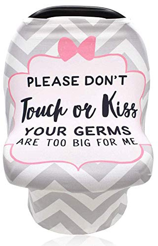 Baby Car Seat Covers, No Touching Sign Car seat Canopy, Infant Stroller Covers for Newborn Girl Boy, Multiuse Nursing Covers for Breastfeeding, Ultra-Soft Breathable, Nursing Scarf, Wavy