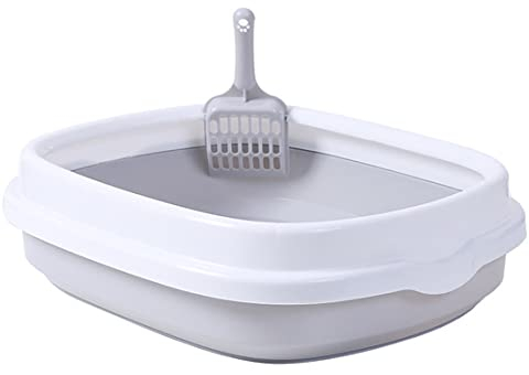 MMCCHB Halbgeschlossene Katzentoilette Seitliche Schaufel Sandkasten für Haustiere Langlebiges und abnehmbares Design Halbgeschlossene Katzentoilette mit offenem Oberteil (grau)
