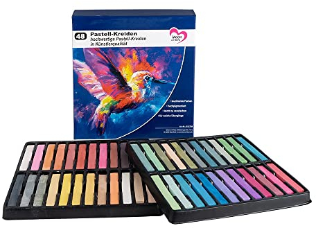 Ideen mit Herz Pastell-Kreide, 48 hochwertige Kreiden in leuchtenden Farben, hoch pigmentiert | Studio, Kunst, Hobby, Malen, Basteln, DIY