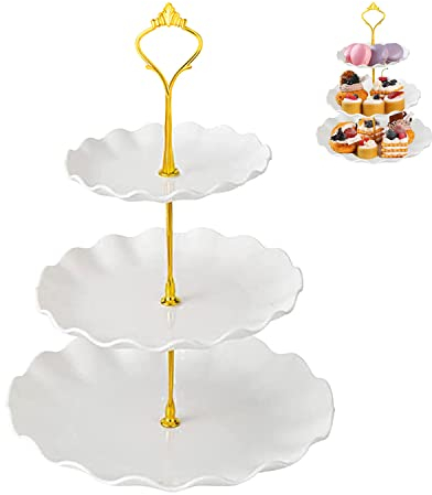 Soporte para tartas, soporte para tartas de tres pisos, soporte para tartas, soporte de mesa para mostrar caramelos de frutas, para decoración de bodas, fiestas, cumpleaños